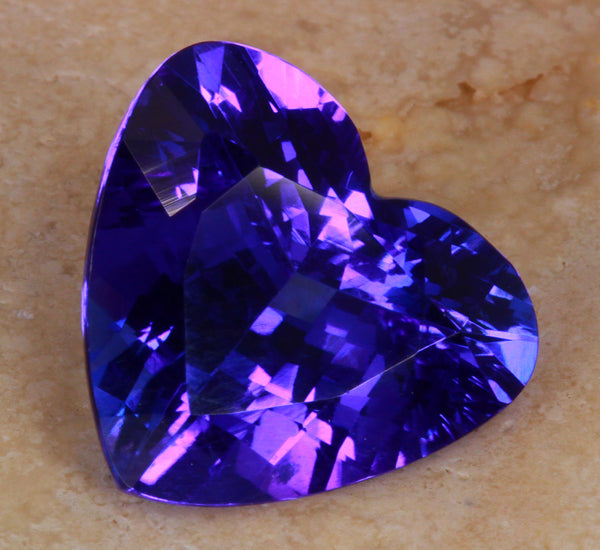 Top Gem Quality 6.57 Carat Heart Tanzanite with Blue Violet Exceptional Plus Color