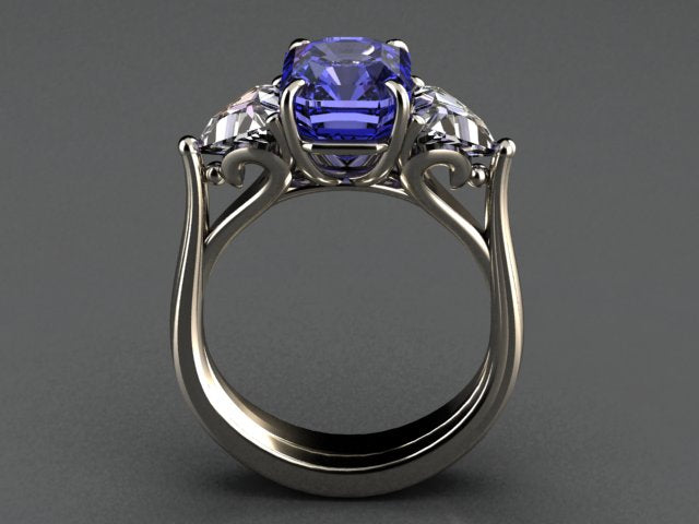 Christopher Michael Tanzanite With Trilliant Side Stones