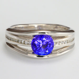 Tanzaite and Diamond Ring 1.62 Carats by Christopher Michael