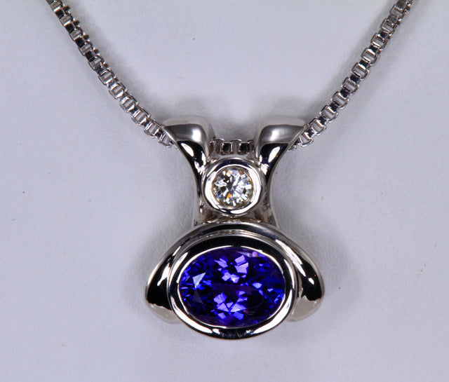 Tanzanite Pendant with Diamond by Christopher Michael