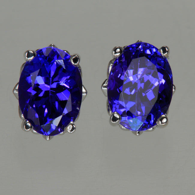 Tanzanite Exceptional Oval Earrings in White Gold 2.53 Carats