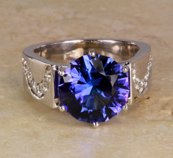 Tanzanite Ring by Christopher Michael With an Exceptional Color Tanzanite