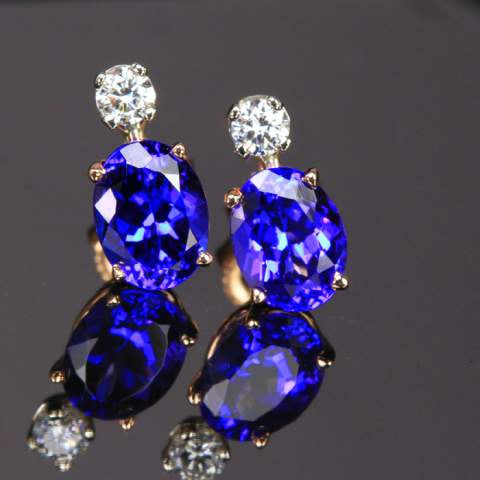 14k Rose Gold Tanzanite Stud Earrings with Diamonds On Hold for Guy