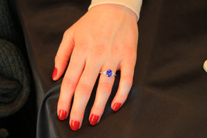14k White Gold Oval Tanzanite and Diamond Ring 2.43 Carats