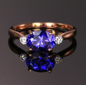 14k Gold Tanzanite and Diamond Ring