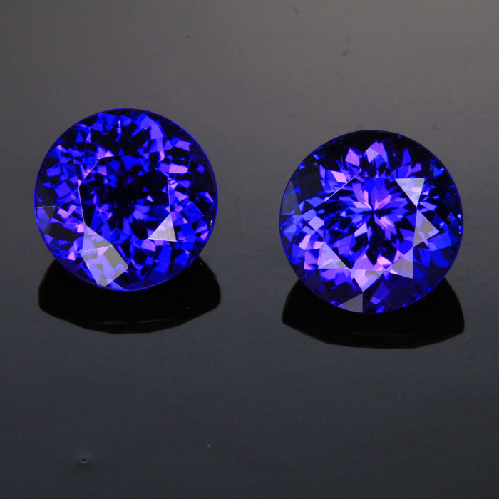 matched pair round tanzanite gemstones