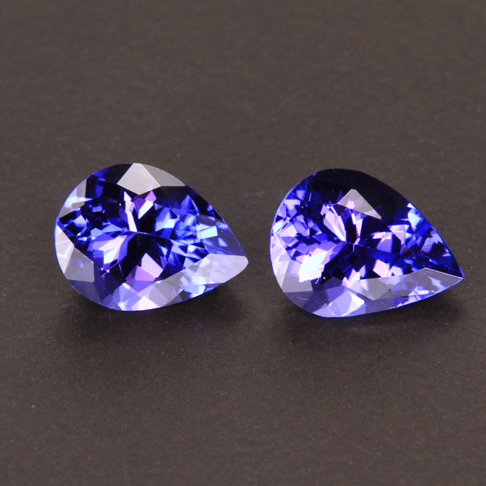 FOR LAUREN B. Blue Violet Pear Shaped matched pair Tanzanite Gemstones 2.40 Carats