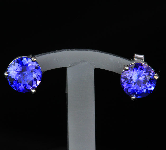 (ON HOLD) 14K White Gold Round Tanzanite Stud Earrings 1.81 Carats