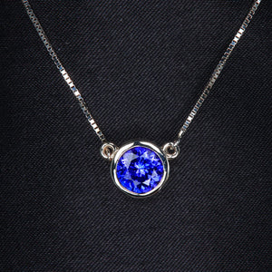 White Gold Box Link Tanzanite Necklace