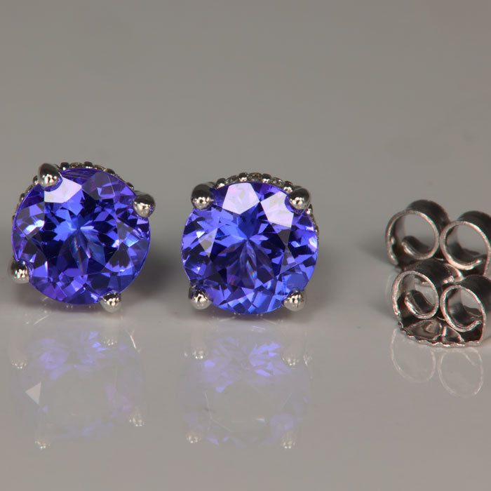 Round Tanzanite Stud Earrings