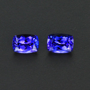 Matching Pair Antique Cushion Tanzanite Gemstone 2.86 Carats