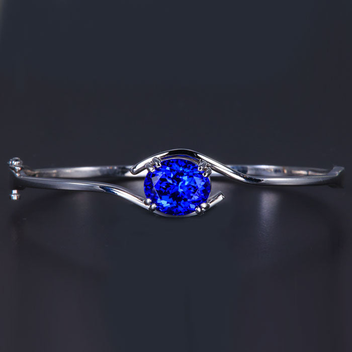 Gems en Vogue 2.82ctw Tanzanite & Iolite Cuff Bangle Bracelet