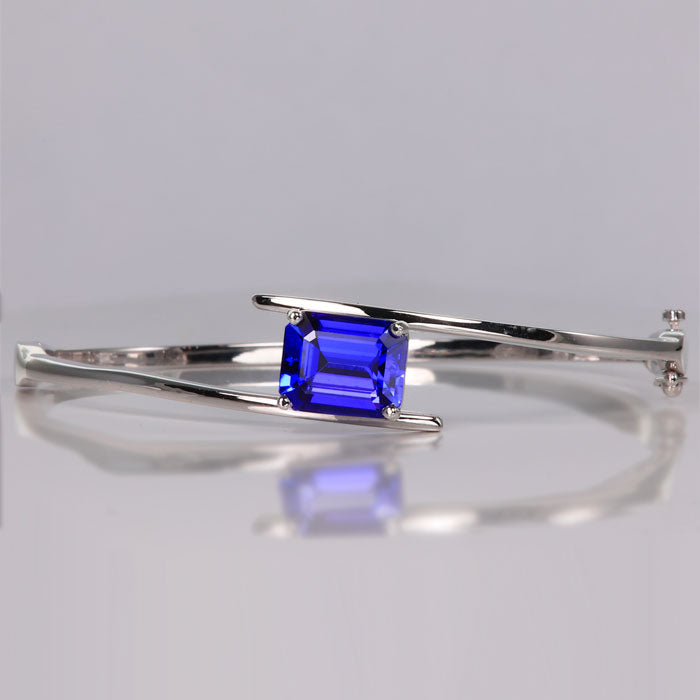 Emerald Cut Tanzanite Bangle Bracelet 5.37cts