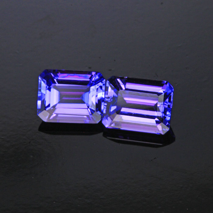 matched pair emerald cut tanzanite gemstones