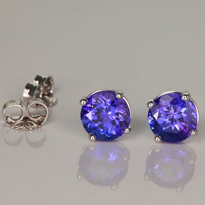  Round Tanzanite Stud Earrings