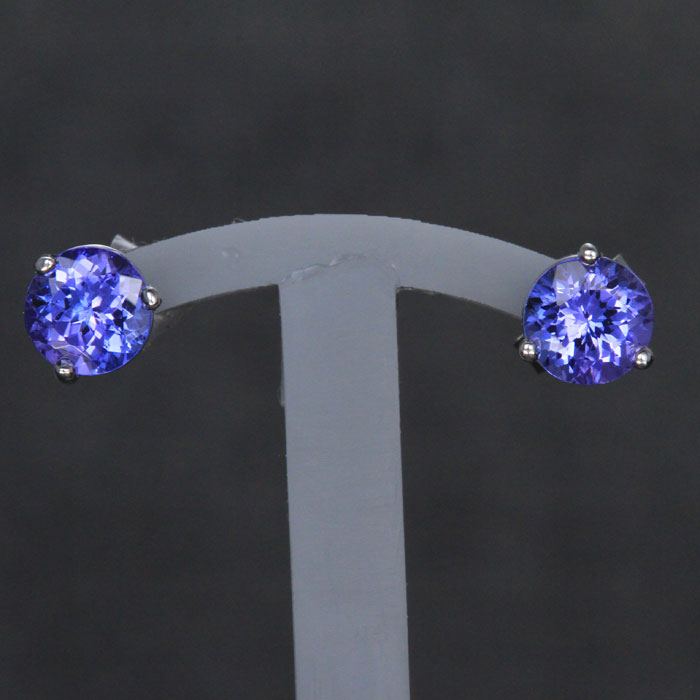 14k White Gold Round Tanzanite Stud Earrings 5mm