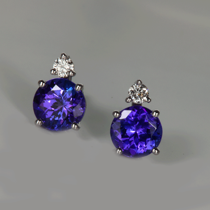 Tanzanite and Diamond Stud Earrings
