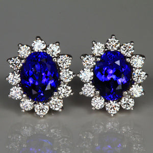 Copy of 14K White Gold Oval Tanzanite Halo Earrings 5.23 Carats