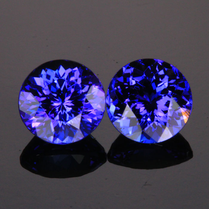 Tanzanite Round Earrings  With Diamond 4.60 Carats 8mm
