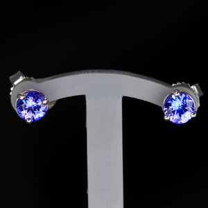 Copy of 14K White Gold Round Tanzanite Stud Earrings 1.20 Carats