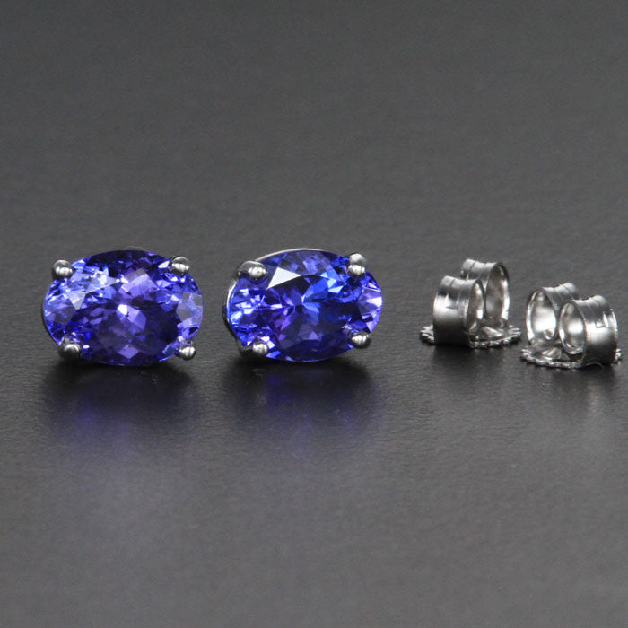 14k White Gold Oval Tanzanite Earrings 2.06 Carats