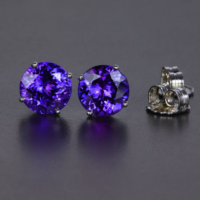 Round Tanzanite Stud Earrings