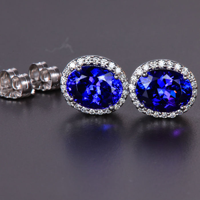  Oval Tanzanite and Diamond Oval Earrings 