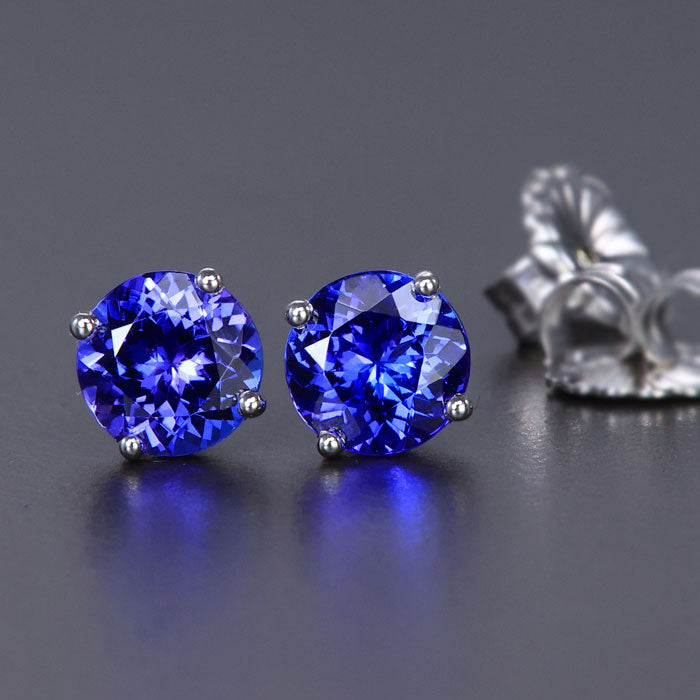 Round Tanzanite Stud Earrings