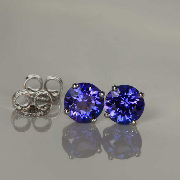 Round Tanzanite Stud Earrings