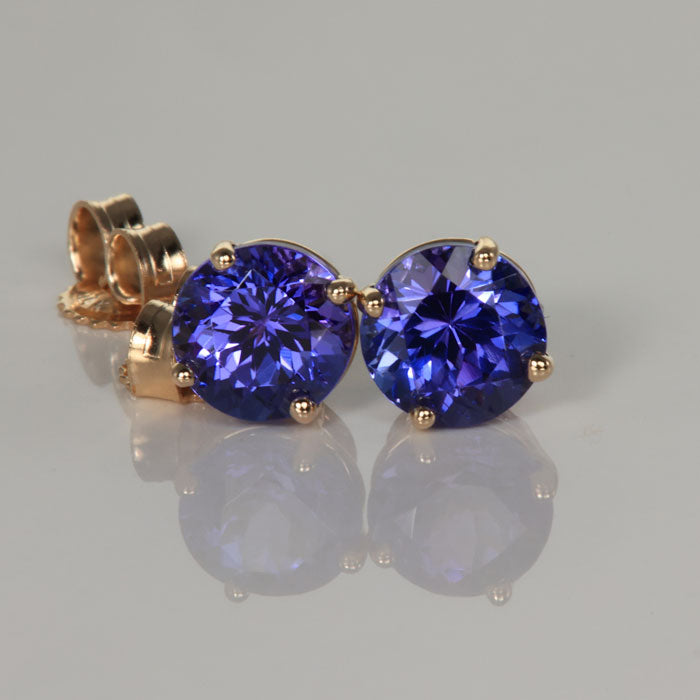 Round Tanzanite Stud Earrings