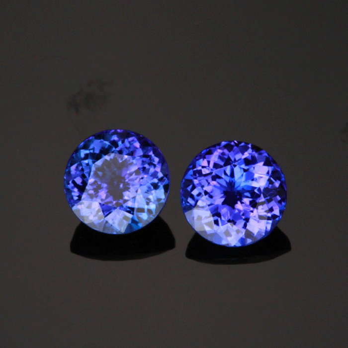 Violet Blue Pair Round Tanzanite Gemstone 3.22 Carats