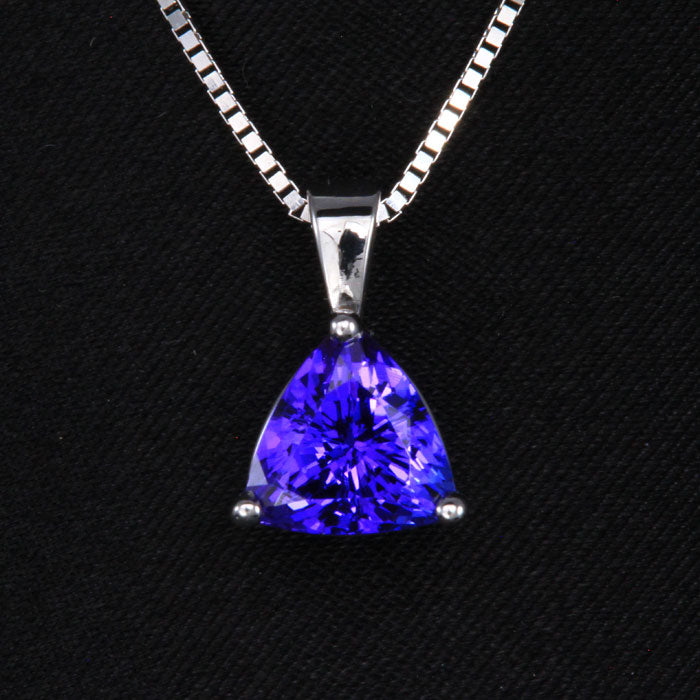 14k White Gold Trilliant Tanzanite Pendant 2.02 Carats