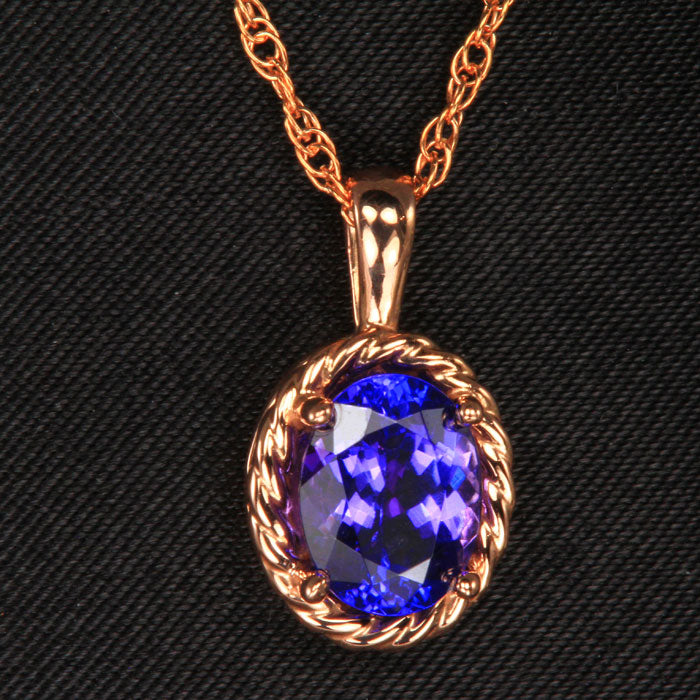 Rose Gold Oval Tanzanite Pendant 