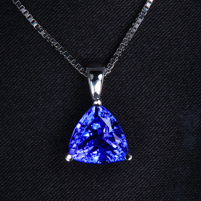 14K White Gold Trillant Tanzanite Pendant 2.55 Carats