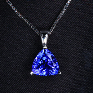 14K White Gold Trillant Tanzanite Pendant 2.55 Carats