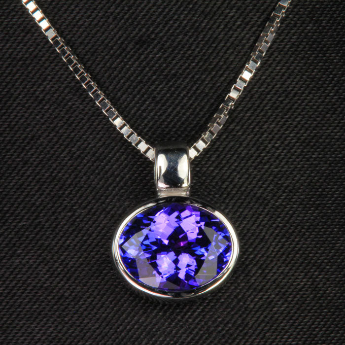 bezel set tanzanite pendant