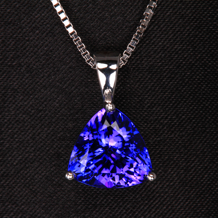 14k White Gold Trilliant Tanzanite Pendant 2.98 Carats