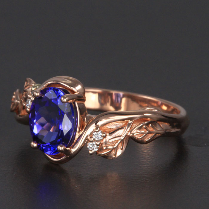 14K Rose Gold Oval Tanzanite Ring 1.55 Carats