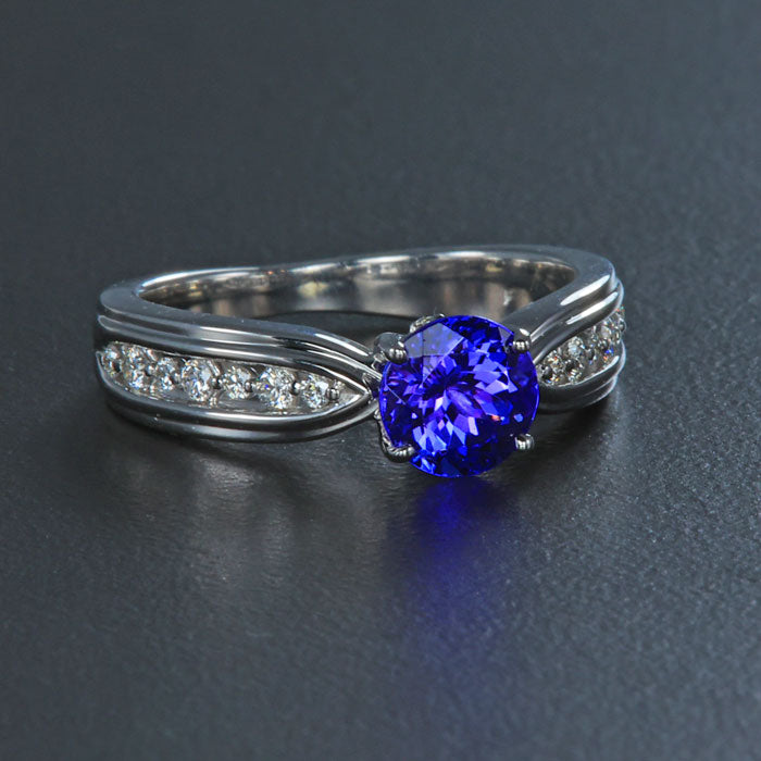 White Gold Tanzanite and Diamond Ring