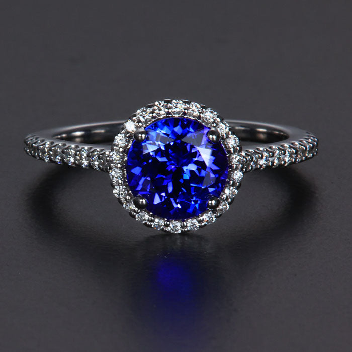 White Gold Tanzanite and Diamond Ring
