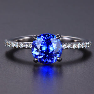 Tanzanite and Diamond Shank Ring