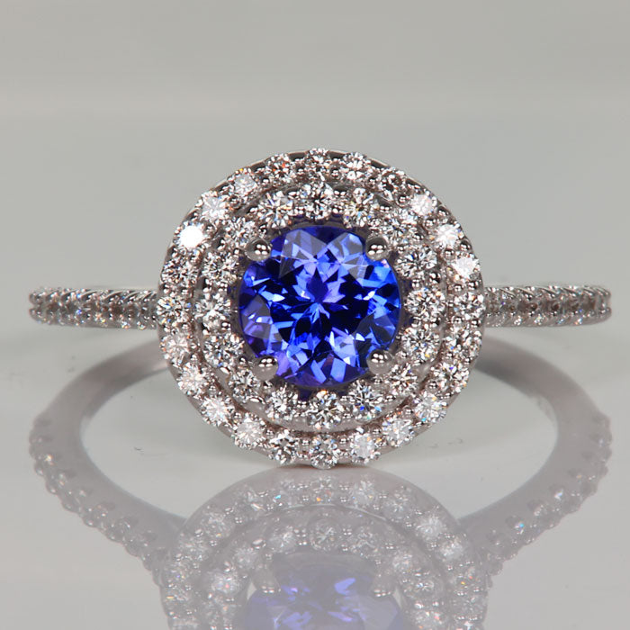 tanzanite and diamond ring round double halo