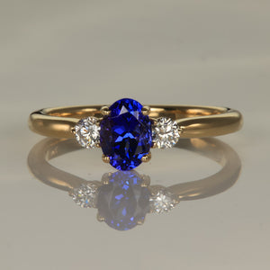 14K Yellow Gold Tanzanite Ring with Diamond Accents .88cts