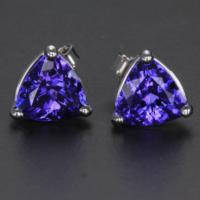 14K White Gold Tanzanite Stud Earrings 2.79 Carats