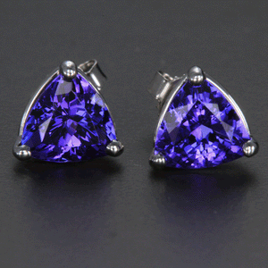 14K White Gold Tanzanite Stud Earrings 2.79 Carats