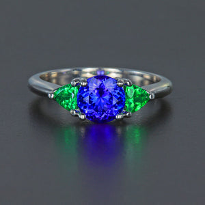 On Hold for Jane 14K White Gold Tanzanite and Tsavorite Ring 1.46 Carats