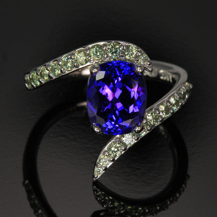 unique oval tanzanite diamond ring