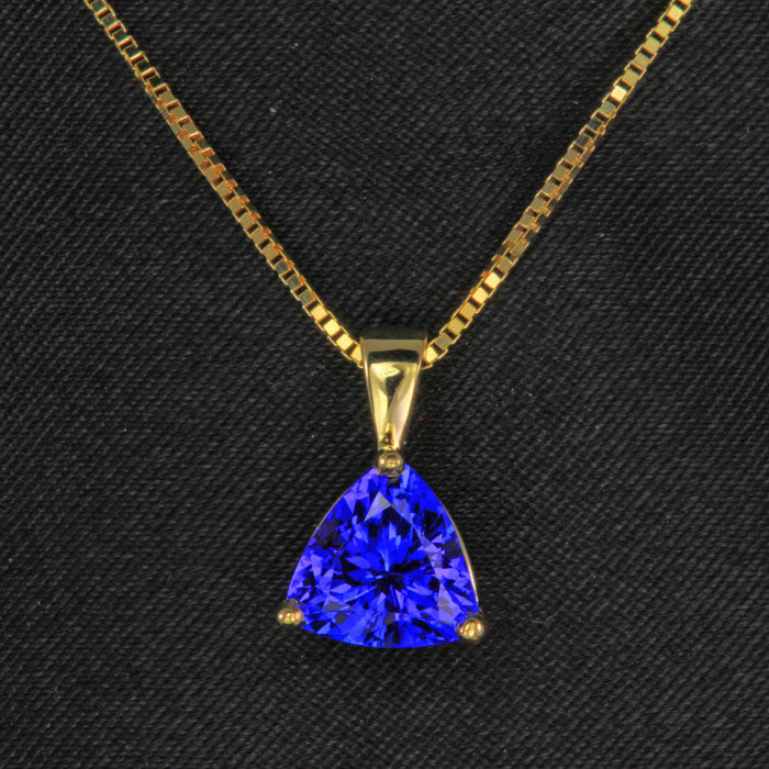 14k Yellow Gold Trilliant Tanzanite Pendant 1.89 Carats