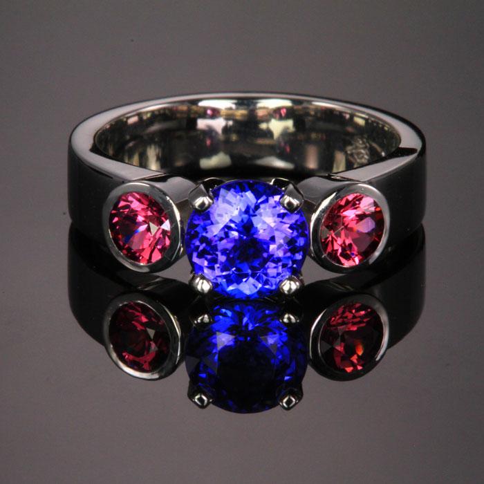 Copy of Partial Payment for Robin 14K White Gold Tanzanite and Garnet Ring 1.92 Carats Designed by Christopher Michael
