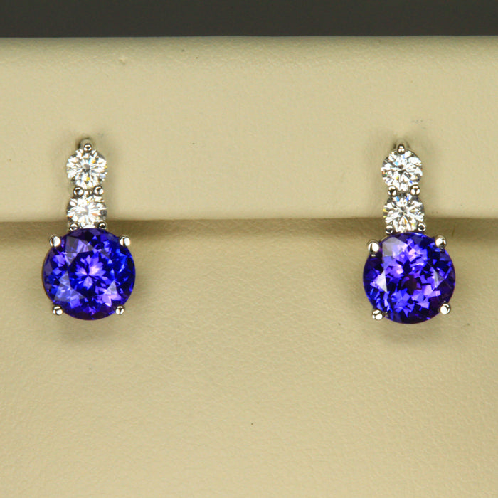 Tanzanite Pendant and Earring Set. 7.71 Carat Total .74 Carats Diamond